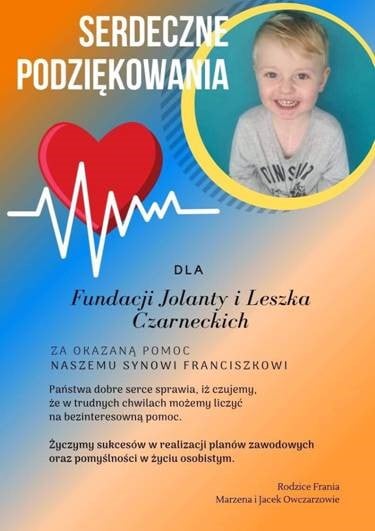 PODZIĘKOWANIA OD NASZEGO PODOPIECZNEGO